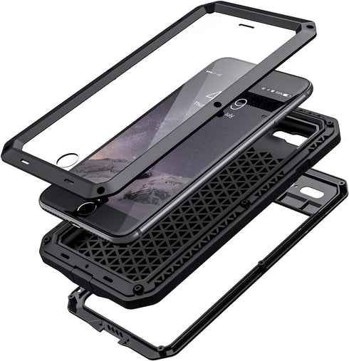 Lanhiem Heavy Duty Shockproof iPhone 7 Plus / 8 Plus Case, Tough Armour Metal Case, Black