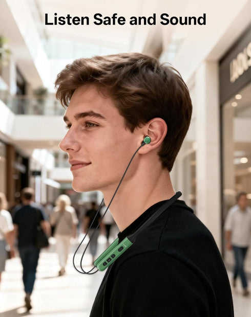 6.0 35H IPX5 Headset Neckband Bluetooth Headphones, Wireless Bluetooth Earbuds with Microphone, Comfortably Light, Deep