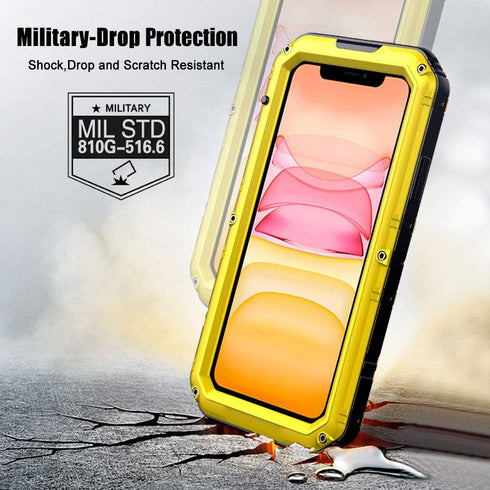 Beasyjoy Waterproof Case for iPhone 11, Metal Military Grade, Heavy Duty Defender