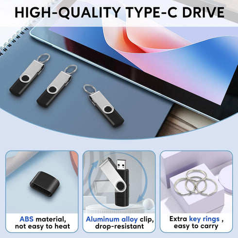 EASTBULL 8GB USB2.0 5-Pack, 2-in-1 FAT32 Pack 8GB) & Type-C Flash Drives USB C Drive Bulk USB-A + USB-C Thumb Drives