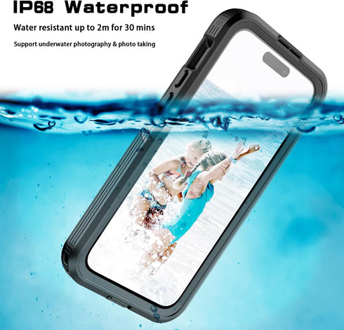 for iPhone 15 Pro Max Waterproof Case, Built-in Screen Protector, Shockproof, Snowproof, Dustproof, Full Body