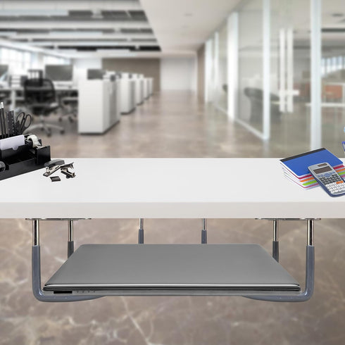 Skywin Rubberized Under Desk Laptop Mount, 3 Racks in 1 Set to Hold Under Desk Laptop Holder Organizer Rack (Laptop Not