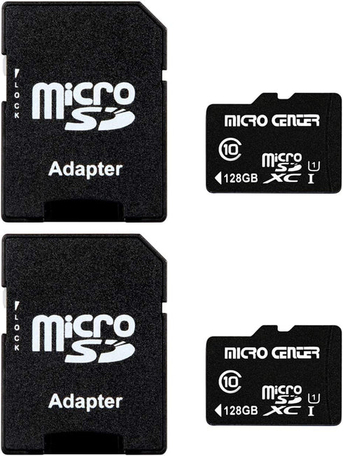 INLAND Micro Center 128GB Class 10 MicroSDXC Flash Memory Card with Adapter for Mobile Device Storage (2 Pack)