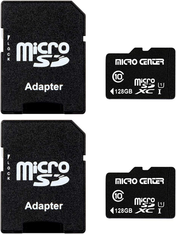 INLAND Micro Center 128GB Class 10 MicroSDXC Flash Memory Card with Adapter for Mobile Device Storage (2 Pack)