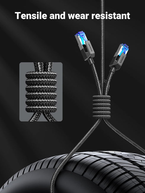 8 6FT, 40Gbps 2000Mhz Cat8 RJ45 PS5 PS4 PS3 6FT UGREEN Cat Ethernet Cable High Speed Braided Network Cord Shielded
