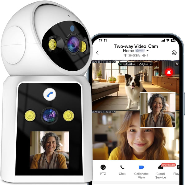 Indoor Baby-Pet-Camera with Two-Way Video & Audio, 1.5" Display PTZ Camera with Mobile App, 2.4G WiFi for Home