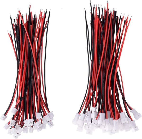 Letool 30 Pairs JST 1.25mm 2 Pin Micro Connector Plug with Red Black Wire Cable, 80mm