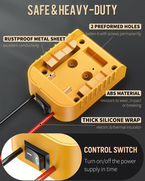Vibit 20 V to 12 V Step-Down Converter for Dewalt Battery, 180 W Buck Regulator for Golf Cart, RC Car, Truck, DIY (with
