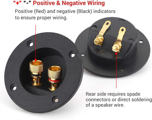 Facmogu 2PCS 3 Inch Round Speaker Box Terminal Cup - 2-Way Binding Post, Power Speaker Plates for DIY Kits