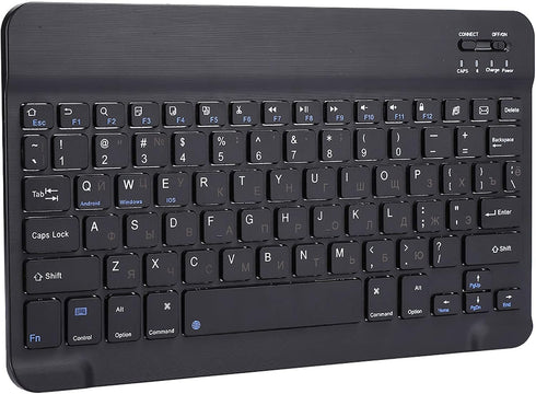 Cyrillic Keyboard for Tablet, Black Russian 10.1 Slim Ultra Wide 80-Key Bluetooth 3.0 for iOS and Windows