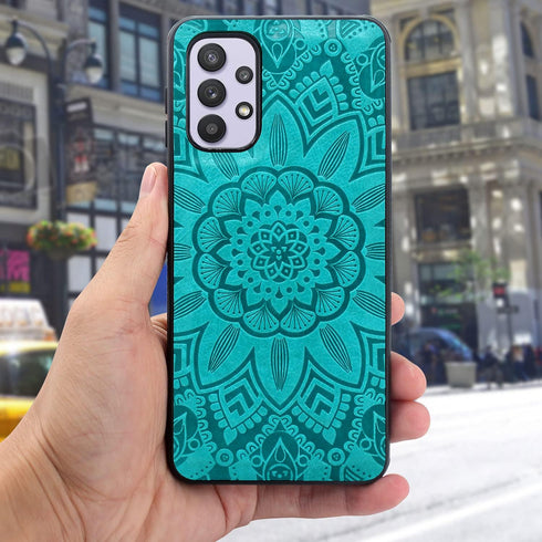 Harryshell Detachable Magnetic Zipper Wallet Case for Samsung Galaxy A32 5G (2021), Flower Design (Blue Green)