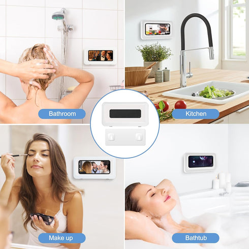 KUNSLUCK Shower Phone Holder Waterproof, Anti-Fog Touch Screen Shower Phone Case, Wall Mount Phone Holder for Shower