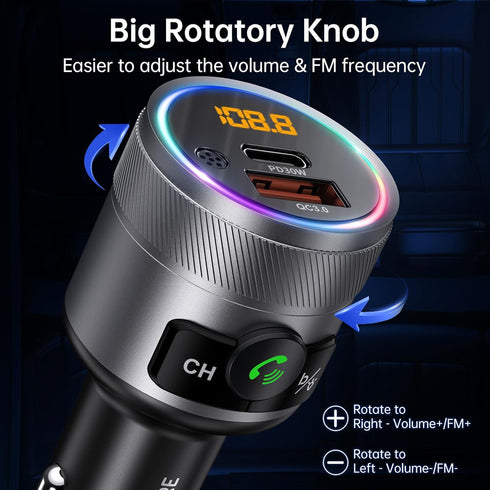 SYNCWIRE Bluetooth 5.3 FM Transmitter for Car, 48W PD & QC 3.0 Fast Charging Car Charger, Wireless FM Radio Adapter