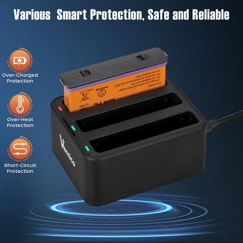 Vemico 360 X4 Batteries Charger Kit, 2500mAh Replacement X4 Batteries and USB-C 3-Channel Charger Hub