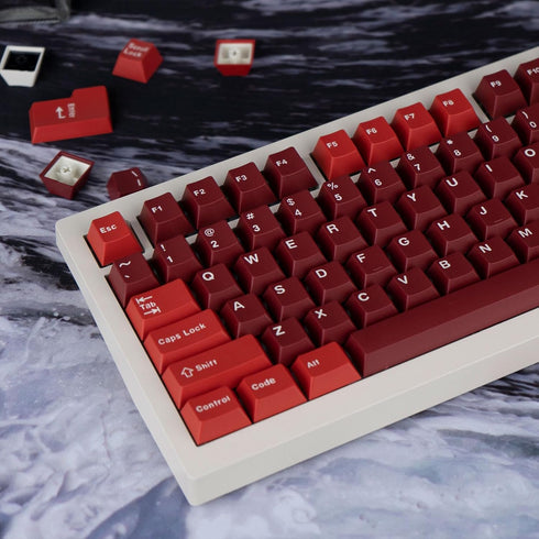 Jamon Keycaps Set, 173 Double Shot Cherry Profile Red PBT Keycaps with Key Puller for 60%, 75%, 80%, 85%, 100%