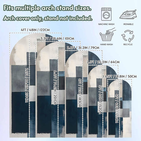 Jnbasdffb 7.2 Blue Gray Beige Wedding Arch Cover,Stretchy Spandex Arch Backdrop Stand Covers FT,Retro Abstract