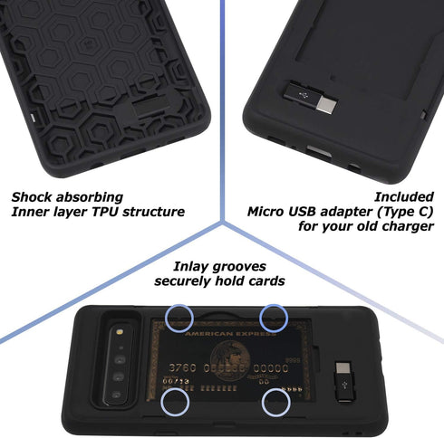 TORU CX PRO Case for Galaxy S10 5G - Slim Protective Cover with Card Holder, Hidden Wallet Flip Slot, Blue