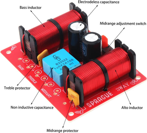 3 Way Speaker Crossover, 150W 3 Way Unit HiFi Home Speakers Audio Frequency Divider Filters
