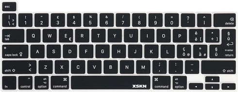 XSKN Italian Black Silicone Keyboard Cover Skin for 2019 New MacBook Pro 16 inch A2141 & 2020 New MacBook Pro 13.3 inch