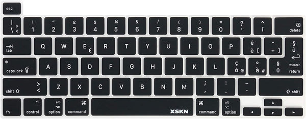 XSKN Italian Black Silicone Keyboard Cover Skin for 2019 New MacBook Pro 16 inch A2141 & 2020 New MacBook Pro 13.3 inch