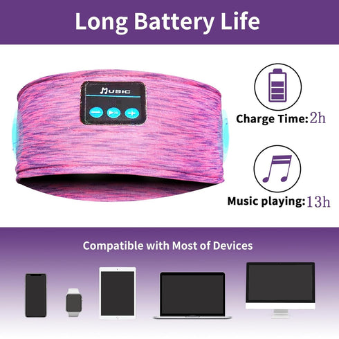 Wireless Bluetooth Headphones for Sleeping - Adjustable Sleep Headband for Side Sleepers, Women (Rose Red)