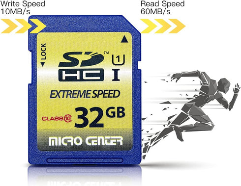 32GB Class 10 SDHC Flash Memory Card, Full Size SD Card USH-I U1 for Trail Camera by Micro Center