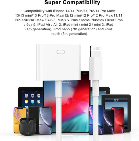 Lightning to 30 Pin Adapter, Apple MFi Certified 8 Pin Male to 30 Pin Female Connector with iPhone Charger Cable
