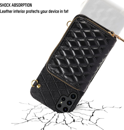 Furiet Detachable Crossbody Strap Wallet Case for Samsung Galaxy S22 Ultra 5G with Zipper Purse, Multi Card Slots