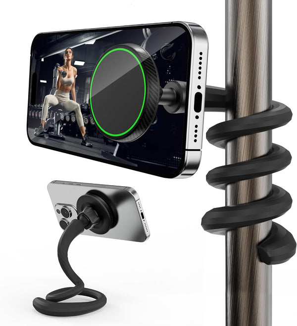 NINEFATICS Flexible Phone Holder for Treadmill, Magnetic Gooseneck Cell Phone Mount Compatible w/