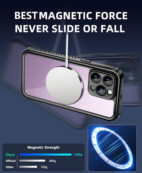 Unitedtime iPhone 14 Pro Max Case - Magnetic, Waterproof, Shockproof, Dustproof, with Built-in Screen Protector, 6.7"