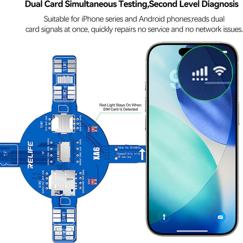 DIYPHONE Dual SIM Card Signal Test Board Compatible with iPhone Android Phone Quickly Locate SIM TF and NM Card Reading
