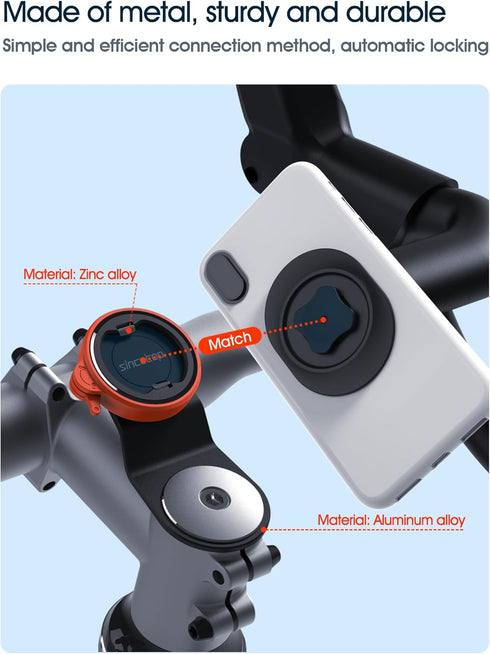 sincetop Bike Phone Mount, Mountain Bicycle Cell Phone Holder, Universal Aluminum Handlebar Stem Phone Clamp, Cycling