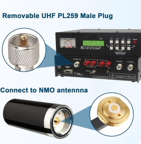 Cable,18FT RG58 PL259 MOOKEERF NMO Antenna Low Loss Coaxial CB Antenna Cable Extension with NMO and Removable UHF Male