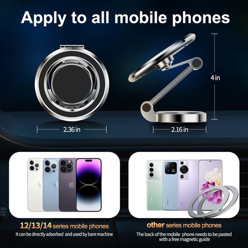 Magnetic Car Phone Holder for MagSafe, 360° Adjustable Magnetic Mount, Compact Design for iPhone 14 13 12 Pro Max Plus