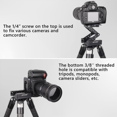 Z Flex Tilt Tripod Head, ARTCISE CNC Aluminum Alloy, All Metal Flexible Folding Z Pan, 360° Rotation for Canon Nikon