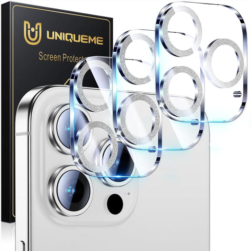 UniqueMe 3 Pack Camera Lens Protector for iPhone 15 Pro/Pro Max, 9H Tempered Glass, Drop Protection
