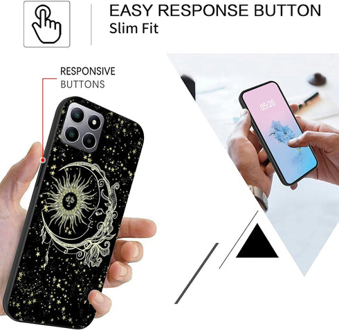 Rossy for Boost Mobile Celero 5G Plus Case - Slim Soft TPU Silicone Shockproof Protective Cover with Glitter Moon Sun