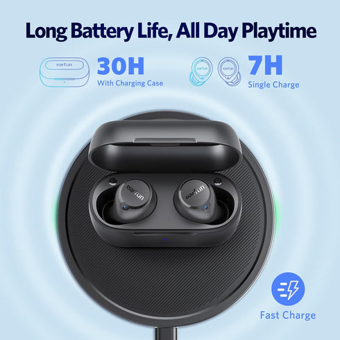 EarFun Free 2S Wireless Earbuds, Bluetooth Earbuds with Deep Bass, 4 Mics for Clear Calls, IPX7 Waterproof, 30H Playtime