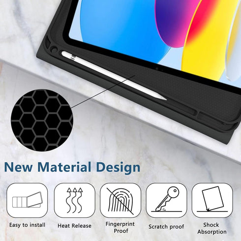 TopPerfekt Bluetooth Keyboard Case for iPad 10th Gen 10.9-inch (2022) with Screen Protector, Black Leopard