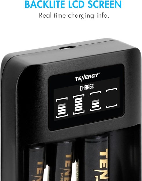 Tenergy 4 Pack 4 Pack TN474U Premium Pro AA and AAA Rechargeable Batteries and Portable Battery Charger, Ideal for High