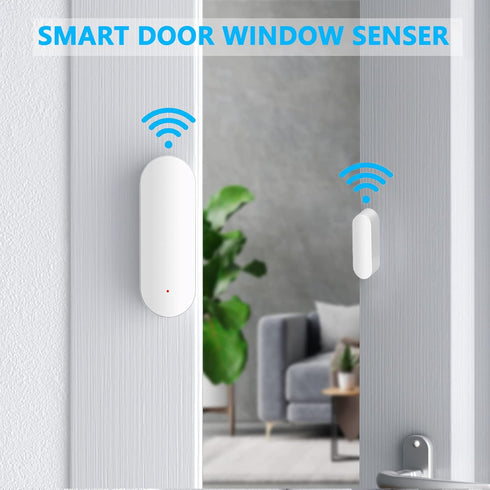 WiFi Door Sensor, Smart Window Contact Detector for Home Security, Compatible with Alexa & Google Assistant (4 Pack)