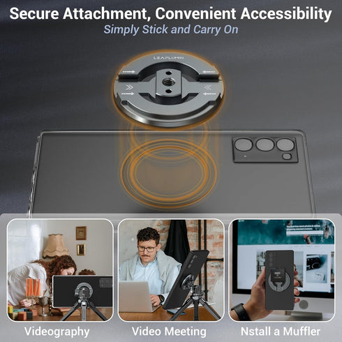 Leaplumin Ring1/4 Magnetic Phone Tripod Mount Adapter with Adhesive Magnetic Screw Hole Suitable for Ball