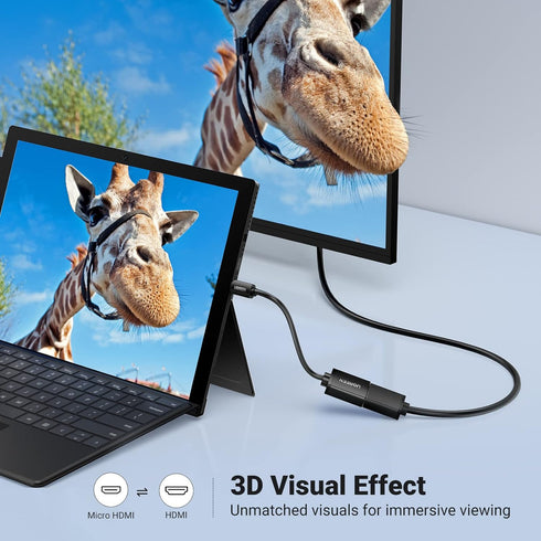 UGREEN 2.0 4K@60Hz 3D Dolby 18Gbps 5/Pi 4//Pi 500 7 6/Retroid 3+, 0.6FT Micro HDMI to HDMI Adapter, Male to Female