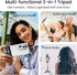 Linber 3-in-1 2 Portable Selfie Stick Tripod Grip with Cold Shoe Mounts Compact Extendable Phone Holder & Bluetooth