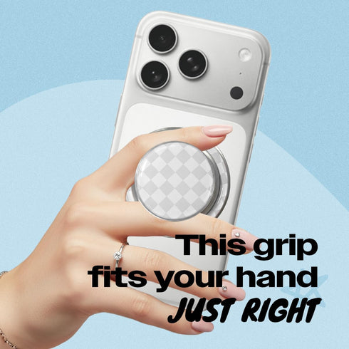 On The Grip Trendy Magnetic Checkerboard Phone Grip - Sleek, Expandable, Collapsible - Non-Slip, Durable, Universal Fit