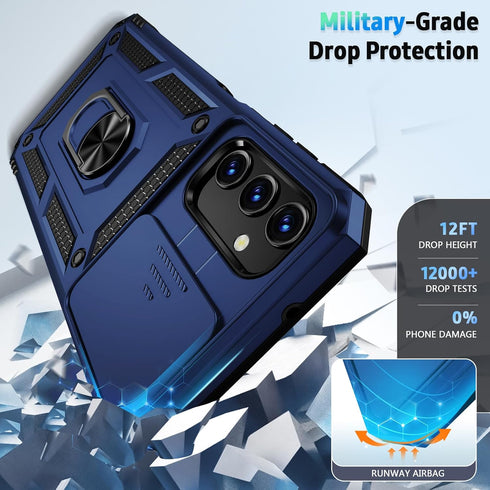 Shop Samsung Galaxy A13 5G Case: Navy Blue Military Grade, Shockproof, Kickstand, Slide Camera Cover & HD Screen
