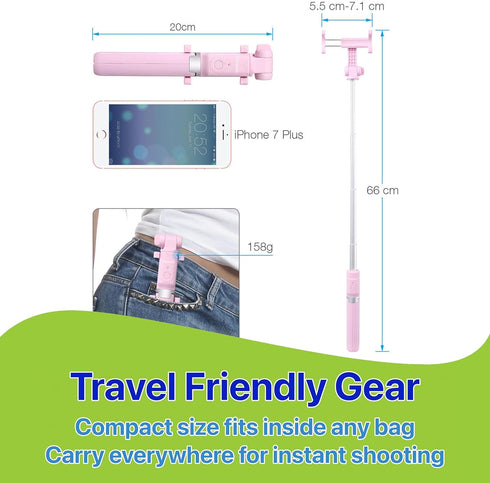 Pokanic Selfie Stick Tripod with Wireless Remote Shutter Controller, Carrying Pouch, Extendable Adjustable Stand Mount