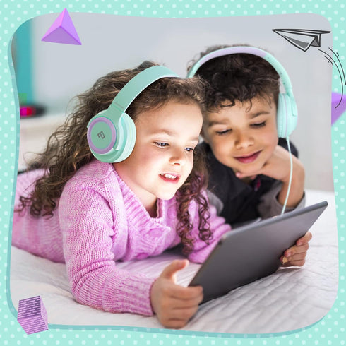 INFURTURE Kids Headphones with Microphone, Volume Limit 94dB, Wired Headphones for School, Travel, Compatible with