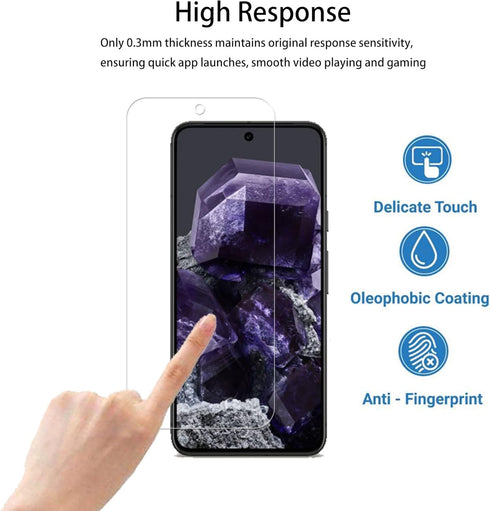 Easy Alignment Frame for Google Pixel 8 Tempered Glass Screen Protector, 2-Pack Camera Lens Protector Film