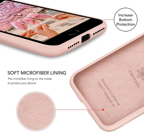 IceSword iPhone SE 3 Case 2022 - Silicone Sand Pink Liquid Gel Rubber Cover for 4.7" iPhone SE 3